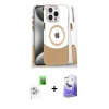 MARSİLYAN™- iPhone 16 Pro Kılıf İz Asil Prime - Siyah Bilvis 5in1 5D Magic Hayalet Cam Ekran Koruyucu + Raze Metal Kamera Lens - BZ
