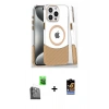 MARSİLYAN™- iPhone 16 Pro Kılıf İz Asil Prime - Siyah Buffer Hayalet Cam Ekran Koruyucu + Siyah Raze Metal Kamera Lens