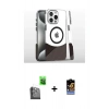 MARSİLYAN™- iPhone 16 Pro Kılıf İz Asil Prime - Siyah Buffer Hayalet Cam Ekran Koruyucu + Siyah Raze Metal Kamera Lens