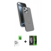 MARSİLYAN™- iPhone 16 Pro Kılıf İz Işık Koleksiyonu - Şeffaf 360 Full Body Arka Koruyucu + Raze Metal Kamera Lens - BZ