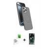 MARSİLYAN™- iPhone 16 Pro Kılıf İz Işık Koleksiyonu - Siyah 360 Mat Full Body Arka Koruyucu + Raze Metal Kamera Lens - BZ