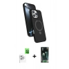 MARSİLYAN™- iPhone 16 Pro Kılıf İz Işık Koleksiyonu - Siyah 360 Mat Full Body Arka Koruyucu + Raze Metal Kamera Lens - BZ