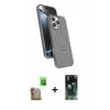 MARSİLYAN™- iPhone 16 Pro Kılıf İz Işık Koleksiyonu - Siyah 360 Mat Full Body Arka Koruyucu + Raze Metal Kamera Lens - CLTM