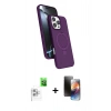 MARSİLYAN™- iPhone 16 Pro Kılıf İz Işık Koleksiyonu - Siyah 3D Antistatik Mat Seramik Nano Ekran Koruyucu + Raze Metal Kamera Lens - BZ