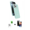 MARSİLYAN™- iPhone 16 Pro Kılıf İz Işık Koleksiyonu - Siyah 3D Antistatik Mat Seramik Nano Ekran Koruyucu + Raze Metal Kamera Lens - BZ