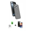 MARSİLYAN™- iPhone 16 Pro Kılıf İz Işık Koleksiyonu - Siyah 3D Antistatik Mat Seramik Nano Ekran Koruyucu + Raze Metal Kamera Lens - BZ