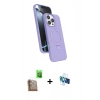 MARSİLYAN™- iPhone 16 Pro Kılıf İz Işık Koleksiyonu - Siyah 3D Antistatik Seramik Nano Ekran Koruyucu + Çöl Titanyum Raze Metal Kamera Lens