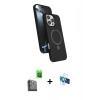 MARSİLYAN™- iPhone 16 Pro Kılıf İz Işık Koleksiyonu - Siyah 3D Antistatik Seramik Nano Ekran Koruyucu + Raze Metal Kamera Lens - SH