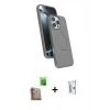 MARSİLYAN™- iPhone 16 Pro Kılıf İz Işık Koleksiyonu - Siyah Bilvis 0.18mm Plus Cam Ekran Koruyucu + Raze Metal Kamera Lens - CLTM