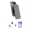 MARSİLYAN™- iPhone 16 Pro Kılıf İz Işık Koleksiyonu - Siyah Bilvis 5in1 3D Magic Cam Ekran Koruyucu + Raze Metal Kamera Lens - BZ