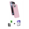 MARSİLYAN™- iPhone 16 Pro Kılıf İz Işık Koleksiyonu - Siyah Bilvis 5in1 3D Magic Cam Ekran Koruyucu + Raze Metal Kamera Lens - SH