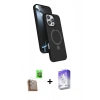 MARSİLYAN™- iPhone 16 Pro Kılıf İz Işık Koleksiyonu - Siyah Bilvis 5in1 3D Magic Cam Ekran Koruyucu + Raze Metal Kamera Lens - CLTM