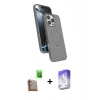 MARSİLYAN™- iPhone 16 Pro Kılıf İz Işık Koleksiyonu - Siyah Bilvis 5in1 3D Magic Cam Ekran Koruyucu + Raze Metal Kamera Lens - CLTM
