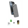 MARSİLYAN™- iPhone 16 Pro Kılıf İz Işık Koleksiyonu - Siyah Buffer Cam Ekran Koruyucu + Raze Metal Kamera Lens - BZ