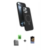 MARSİLYAN™- iPhone 16 Pro Kılıf İz Işık Koleksiyonu - Siyah Buffer Hayalet Cam Ekran Koruyucu + Raze Metal Kamera Lens - SH