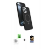 MARSİLYAN™- iPhone 16 Pro Kılıf İz Işık Koleksiyonu - Siyah Buffer Hayalet Cam Ekran Koruyucu + Raze Metal Kamera Lens - BZ