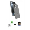 MARSİLYAN™- iPhone 16 Pro Kılıf İz Işık Koleksiyonu - Siyah Buffer Hayalet Cam Ekran Koruyucu + Raze Metal Kamera Lens - BZ