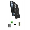 MARSİLYAN™- iPhone 16 Pro Kılıf İz Işık Koleksiyonu - Siyah Joko Magic 5D Hayalet Cam + Raze Metal Kamera Lens - SH