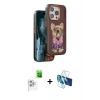 MARSİLYAN™- iPhone 16 Pro Kılıf İz Minimal Koleksiyonu - Siyah 3D Antistatik Cam Ekran Koruyucu + Raze Metal Kamera Lens - BZ