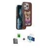MARSİLYAN™- iPhone 16 Pro Kılıf İz Minimal Koleksiyonu - Siyah 3D Antistatik Cam Ekran Koruyucu + Raze Metal Kamera Lens - SH