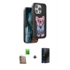 MARSİLYAN™- iPhone 16 Pro Kılıf İz Minimal Koleksiyonu - Siyah 3D Antistatik Hayalet Cam Ekran Koruyucu + Raze Metal Kamera Lens - CLTM