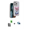 MARSİLYAN™- iPhone 16 Pro Kılıf İz Minimal Koleksiyonu - Siyah 3D Antistatik Seramik Nano Ekran Koruyucu + Raze Metal Kamera Lens - SH