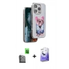 MARSİLYAN™- iPhone 16 Pro Kılıf İz Minimal Koleksiyonu - Siyah Bilvis 5in1 5D Magic Hayalet Cam Ekran Koruyucu + Raze Metal Kamera Lens - SH