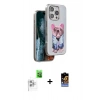 MARSİLYAN™- iPhone 16 Pro Kılıf İz Minimal Koleksiyonu - Siyah Buffer Hayalet Cam Ekran Koruyucu + Beyaz Raze Metal Kamera Lens