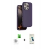 MARSİLYAN™- iPhone 16 Pro Kılıf Kıvılcım Çizgi Serisi - Şeffaf Pasifik Cam Ekran Koruyucu + Raze Metal Kamera Lens - BZ