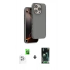 MARSİLYAN™- iPhone 16 Pro Kılıf Kıvılcım Çizgi Serisi - Siyah 360 Mat Full Body Arka Koruyucu + Raze Metal Kamera Lens - BZ