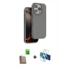 MARSİLYAN™- iPhone 16 Pro Kılıf Kıvılcım Çizgi Serisi - Siyah 3D Antistatik Cam Ekran Koruyucu + Raze Metal Kamera Lens - CLTM