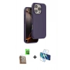 MARSİLYAN™- iPhone 16 Pro Kılıf Kıvılcım Çizgi Serisi - Siyah 3D Antistatik Cam Ekran Koruyucu + Raze Metal Kamera Lens - CLTM