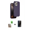 MARSİLYAN™- iPhone 16 Pro Kılıf Kıvılcım Çizgi Serisi - Siyah 3D Antistatik Hayalet Cam Ekran Koruyucu + Raze Metal Kamera Lens - CLTM