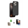 MARSİLYAN™- iPhone 16 Pro Kılıf Kıvılcım Çizgi Serisi - Siyah 3D Antistatik Mat Seramik Nano Ekran Koruyucu + Raze Metal Kamera Lens - CLTM