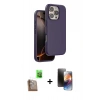 MARSİLYAN™- iPhone 16 Pro Kılıf Kıvılcım Çizgi Serisi - Siyah 3D Antistatik Mat Seramik Nano Ekran Koruyucu + Raze Metal Kamera Lens - CLTM