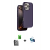 MARSİLYAN™- iPhone 16 Pro Kılıf Kıvılcım Çizgi Serisi - Siyah 3D Antistatik Seramik Nano Ekran Koruyucu + Raze Metal Kamera Lens - SH