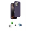 MARSİLYAN™- iPhone 16 Pro Kılıf Kıvılcım Çizgi Serisi - Siyah 3D Antistatik Seramik Nano Ekran Koruyucu + Beyaz Raze Metal Kamera Lens