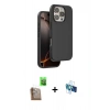 MARSİLYAN™- iPhone 16 Pro Kılıf Kıvılcım Çizgi Serisi - Siyah 3D Antistatik Seramik Nano Ekran Koruyucu + Raze Metal Kamera Lens - CLTM