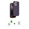 MARSİLYAN™- iPhone 16 Pro Kılıf Kıvılcım Çizgi Serisi - Siyah Bilvis 0.18mm Plus Cam Ekran Koruyucu + Raze Metal Kamera Lens - BZ