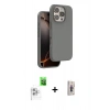 MARSİLYAN™- iPhone 16 Pro Kılıf Kıvılcım Çizgi Serisi - Siyah Bilvis 3D Cam Ekran Koruyucu + Raze Metal Kamera Lens - BZ