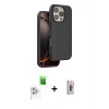 MARSİLYAN™- iPhone 16 Pro Kılıf Kıvılcım Çizgi Serisi - Siyah Bilvis 3D Cam Ekran Koruyucu + Raze Metal Kamera Lens - BZ