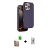 MARSİLYAN™- iPhone 16 Pro Kılıf Kıvılcım Çizgi Serisi - Siyah Bilvis 3D Cam Ekran Koruyucu + Raze Metal Kamera Lens - CLTM