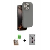MARSİLYAN™- iPhone 16 Pro Kılıf Kıvılcım Çizgi Serisi - Siyah Bilvis 3D Mat Cam Ekran Koruyucu + Raze Metal Kamera Lens - CLTM