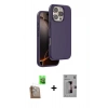 MARSİLYAN™- iPhone 16 Pro Kılıf Kıvılcım Çizgi Serisi - Siyah Bilvis 3D Mat Cam Ekran Koruyucu + Raze Metal Kamera Lens - CLTM