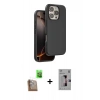 MARSİLYAN™- iPhone 16 Pro Kılıf Kıvılcım Çizgi Serisi - Siyah Bilvis 3D Mat Cam Ekran Koruyucu + Raze Metal Kamera Lens - CLTM