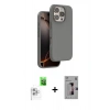 MARSİLYAN™- iPhone 16 Pro Kılıf Kıvılcım Çizgi Serisi - Siyah Bilvis 3D Mat Cam Ekran Koruyucu + Raze Metal Kamera Lens - BZ