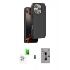 MARSİLYAN™- iPhone 16 Pro Kılıf Kıvılcım Çizgi Serisi - Siyah Bilvis 3D Mat Cam Ekran Koruyucu + Raze Metal Kamera Lens - BZ