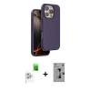 MARSİLYAN™- iPhone 16 Pro Kılıf Kıvılcım Çizgi Serisi - Siyah Bilvis 3D Mat Cam Ekran Koruyucu + Raze Metal Kamera Lens - BZ