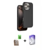 MARSİLYAN™- iPhone 16 Pro Kılıf Kıvılcım Çizgi Serisi - Siyah Bilvis 5in1 3D Magic Cam Ekran Koruyucu + Raze Metal Kamera Lens - CLTM