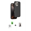 MARSİLYAN™- iPhone 16 Pro Kılıf Kıvılcım Çizgi Serisi - Siyah Bilvis Hayalet Cam Ekran Koruyucu + Raze Metal Kamera Lens - BZ